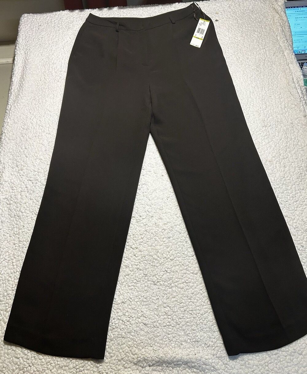AK Anne Klein Elements Women's Chocolate Brown Dress Pants Size 14 NWT